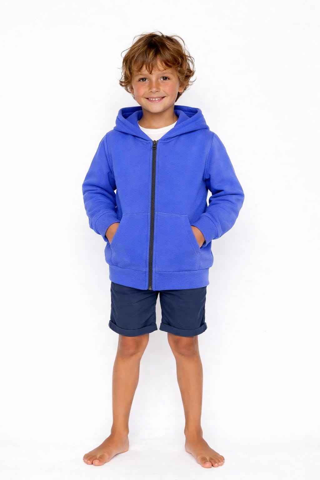 Çocuk Fermuarlı Kapüşonlu Sweatshirt / 4 Renk