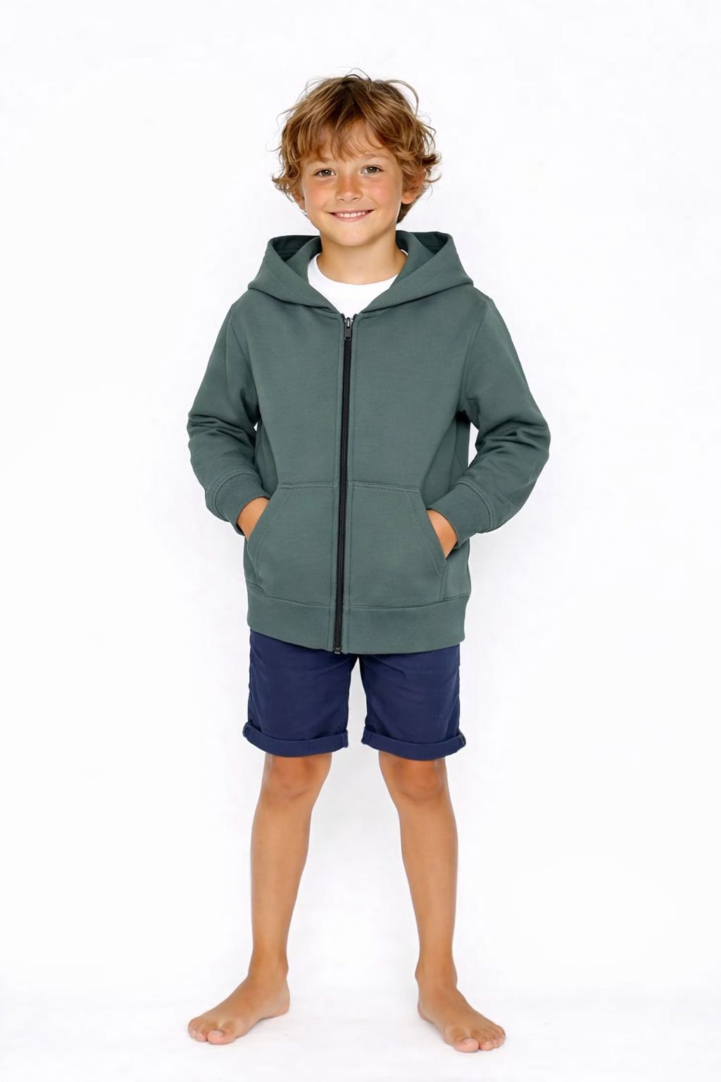 Çocuk Fermuarlı Kapüşonlu Sweatshirt / 3 Renk