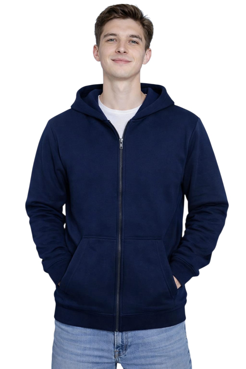 Fermuarlı Kapüşonlu Sweatshirt / Siyah - Lacivert