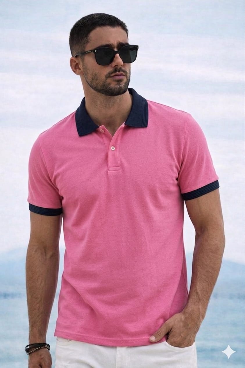 Polo Yaka T-shirt - Pembe
