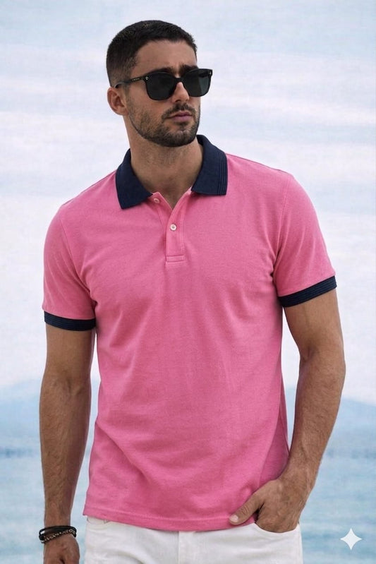 Polo Yaka T-shirt - Pembe