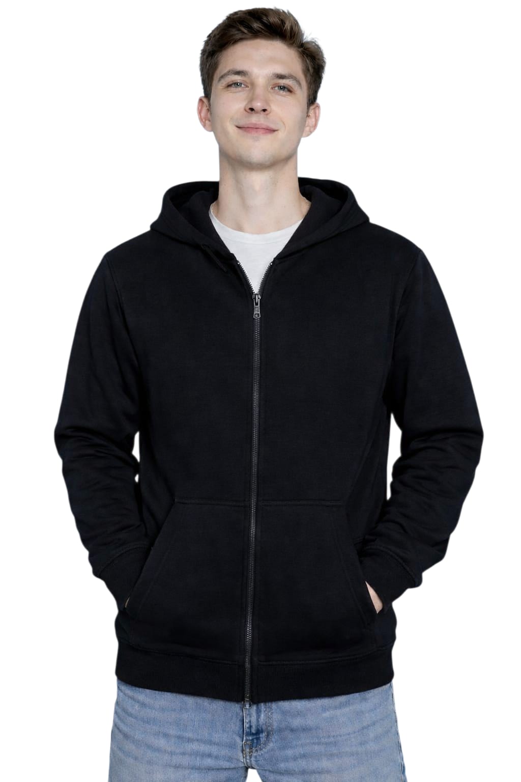 Fermuarlı Kapüşonlu Sweatshirt / Siyah - Lacivert