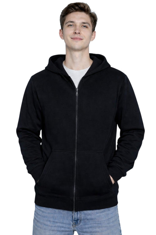 Fermuarlı Kapüşonlu Sweatshirt / Siyah - Lacivert