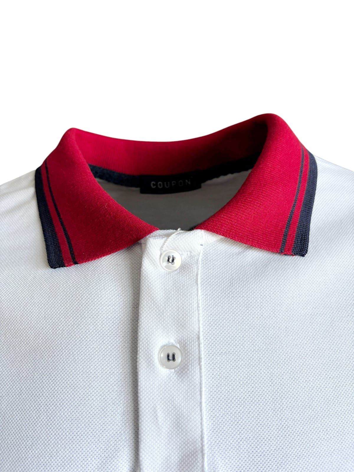 Polo Yaka T-shirt - Beyaz/Kırmızı Yaka