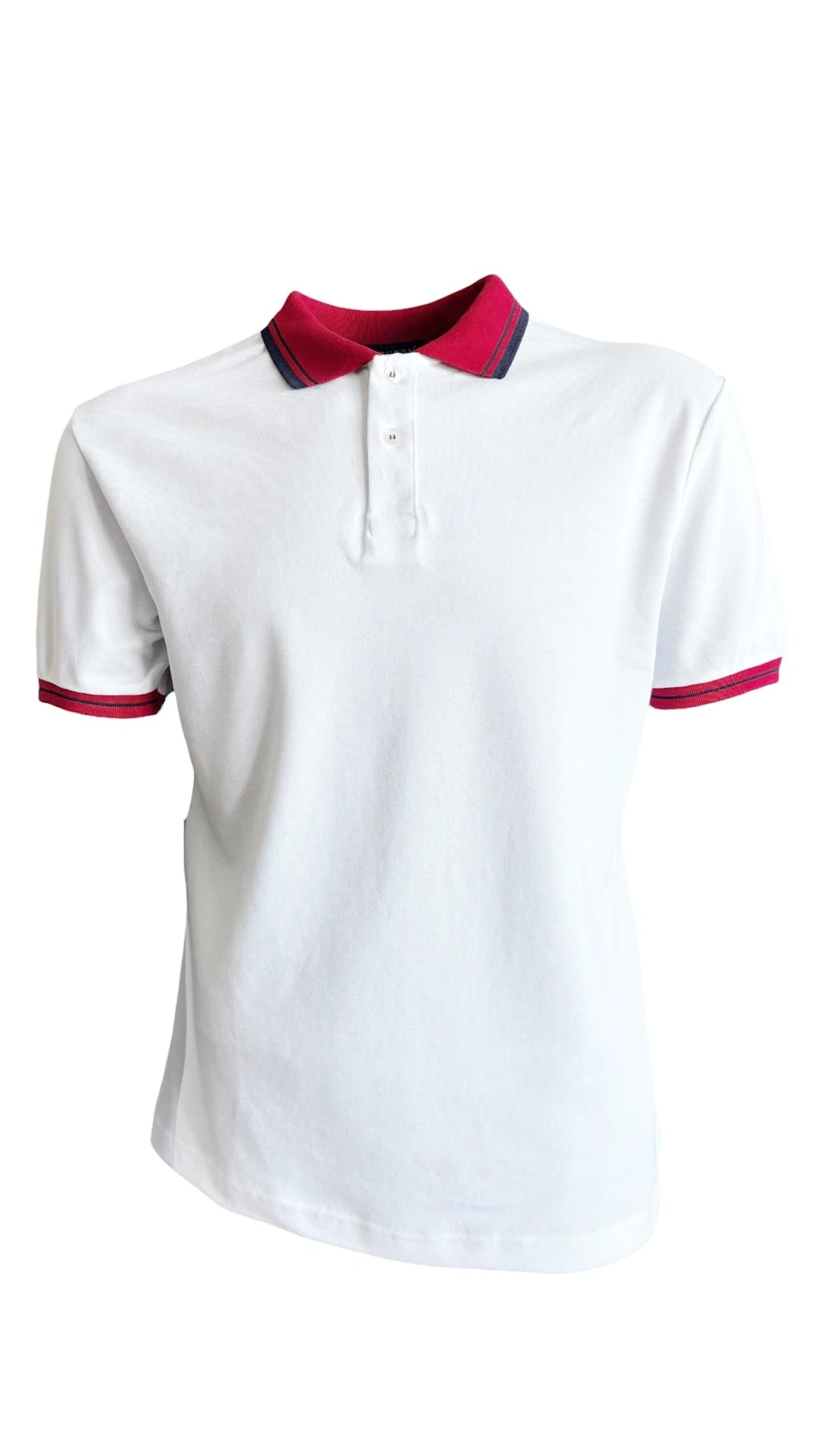 Polo Yaka T-shirt - Beyaz/Kırmızı Yaka