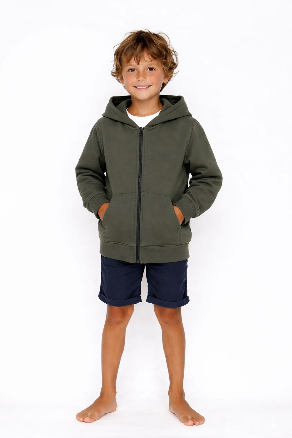 Çocuk Fermuarlı Kapüşonlu Sweatshirt / 3 Renk
