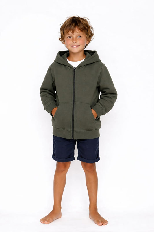 Çocuk Fermuarlı Kapüşonlu Sweatshirt / 3 Renk