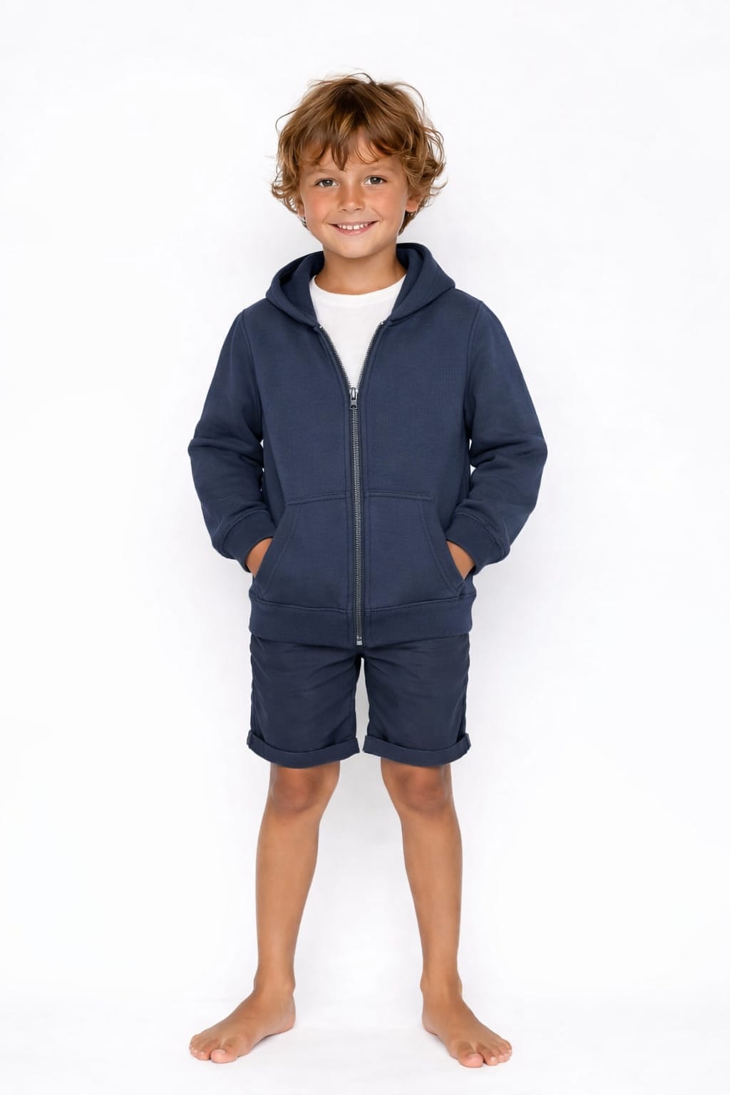 Çocuk Fermuarlı Kapüşonlu Sweatshirt / 4 Renk
