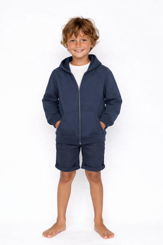 Çocuk Fermuarlı Kapüşonlu Sweatshirt / 4 Renk