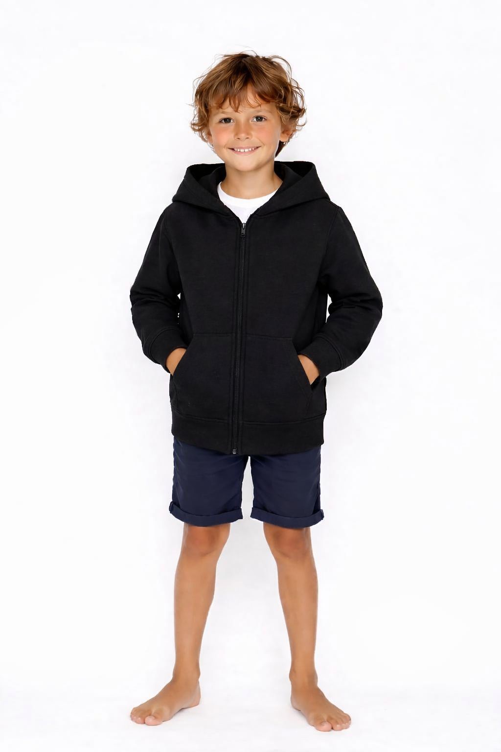 Çocuk Fermuarlı Kapüşonlu Sweatshirt / 4 Renk