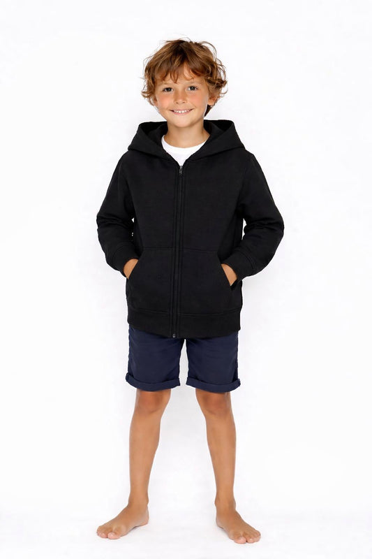 Çocuk Fermuarlı Kapüşonlu Sweatshirt / 4 Renk