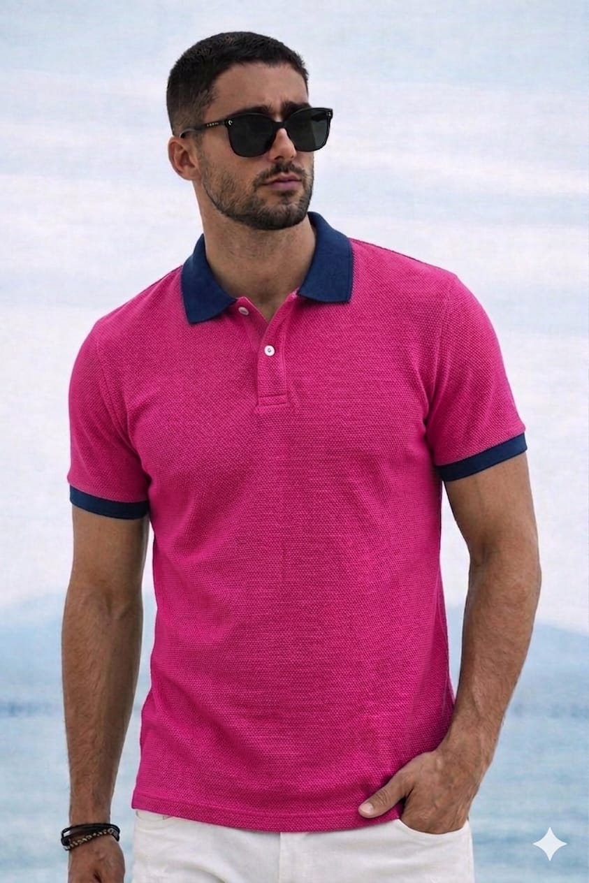 Polo Yaka T-shirt - Fuşya